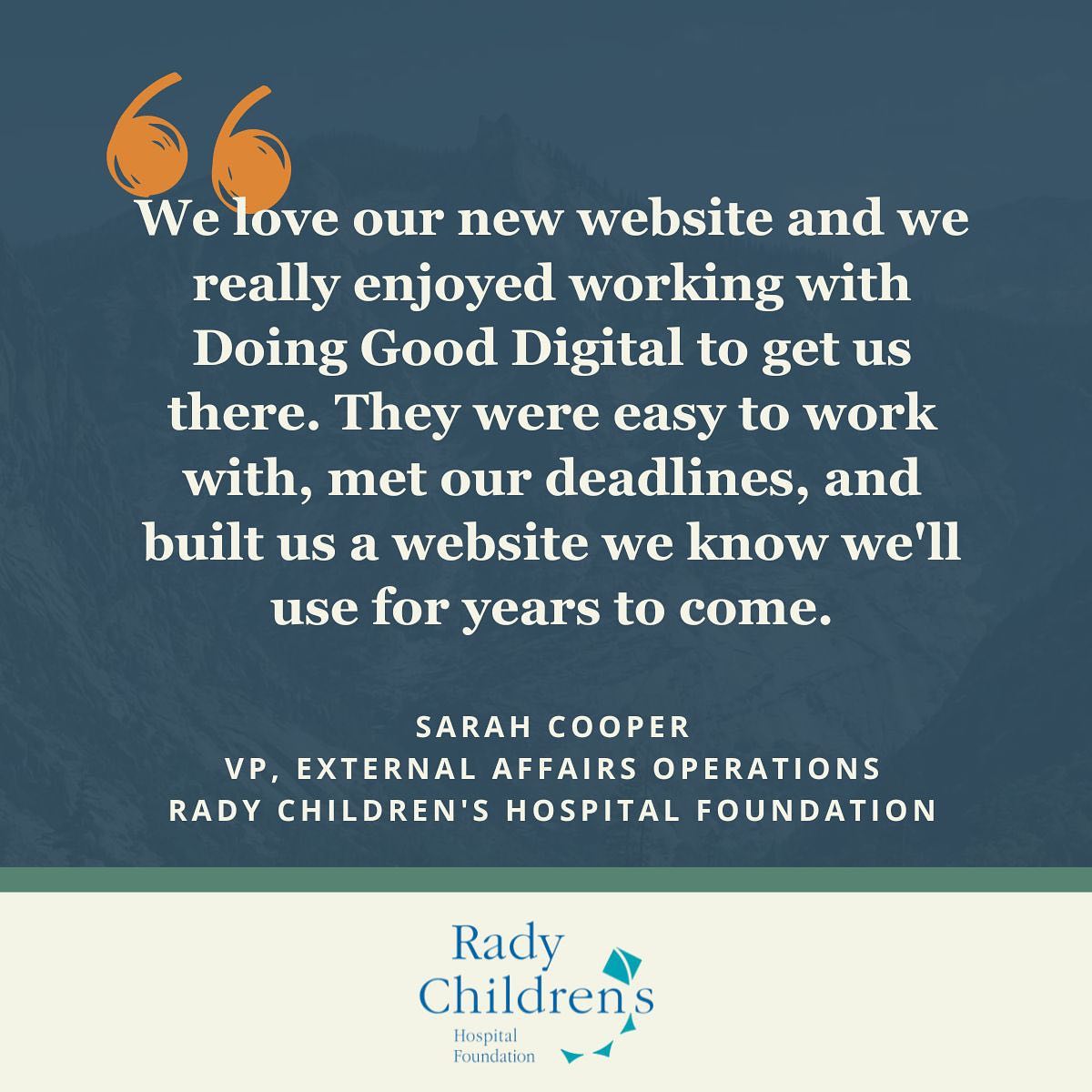We had the pleasure of working with @radychildrens hospital in San Diego on a website redesign and they shared these kind words with us ❤️