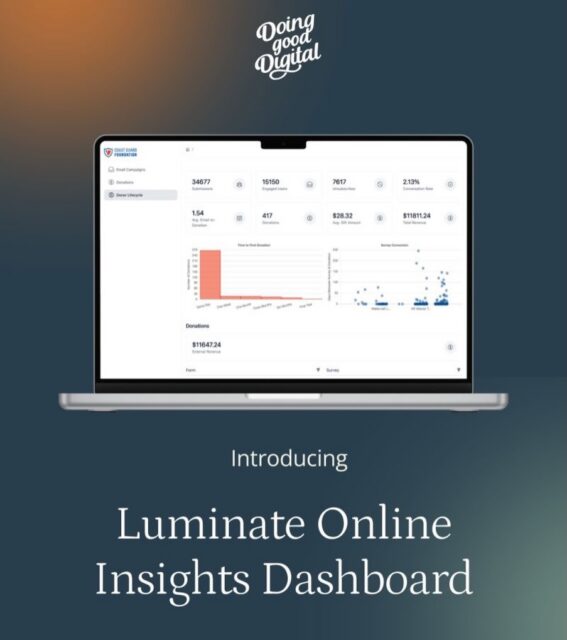 We built our clients a Blackbaud Luminate Online Insights Dashboard and here’s what it can do:

- Save time from pulling manual reports
- Provide browser-based insights bringing campaign data into one clear view
- Near-instant visibility into opens, clicks, and revenue
- Give you email scoring relative to industry standards

Interested in spending less time assembling spreadsheets and more time optimizing performance? Learn more and chat with us on how we can implement this tool for your nonprofit. See our blog to learn more!