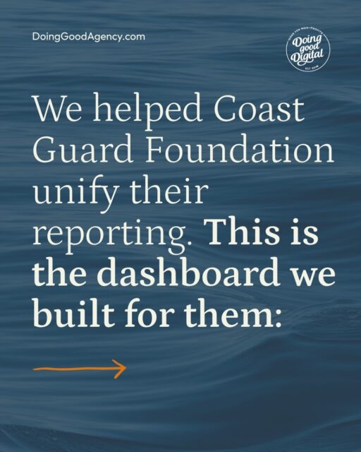 Tired of pulling a million reports from 10 different places? Can we build you a unified reporting dashboard for your nonprofit? Here’s how we did it for our clients at Coast Guard Foundation.

Read the full case study on our website linked in bio under OUR WORK.