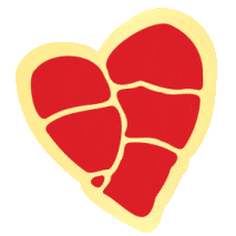 Broken heart logo mark with animated gold shimmer